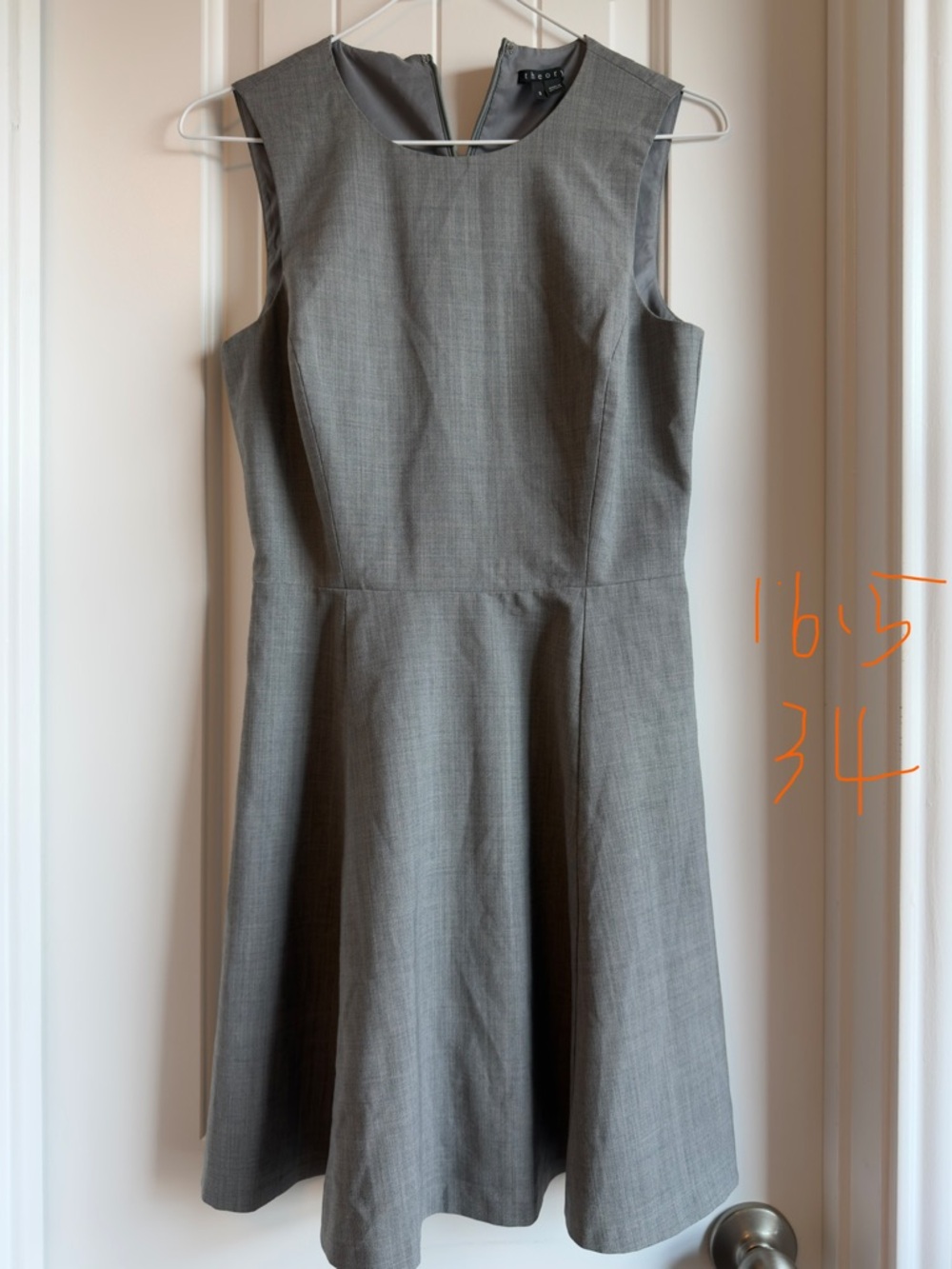 Theory Gray Sleeveless Midi Fit-and-Flare Dress
